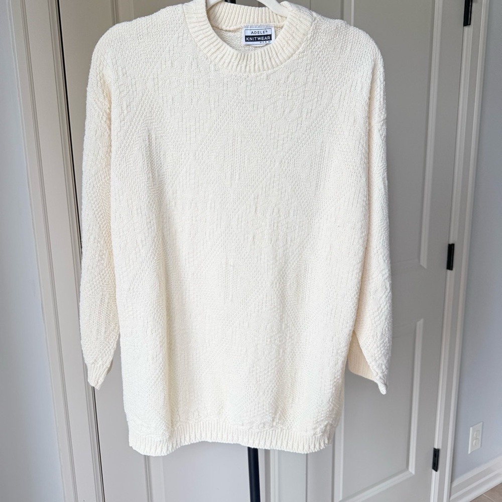 Vintage Fisherman Cream Chunky Knit Sweater Dress Cottagecore Coastal S/M